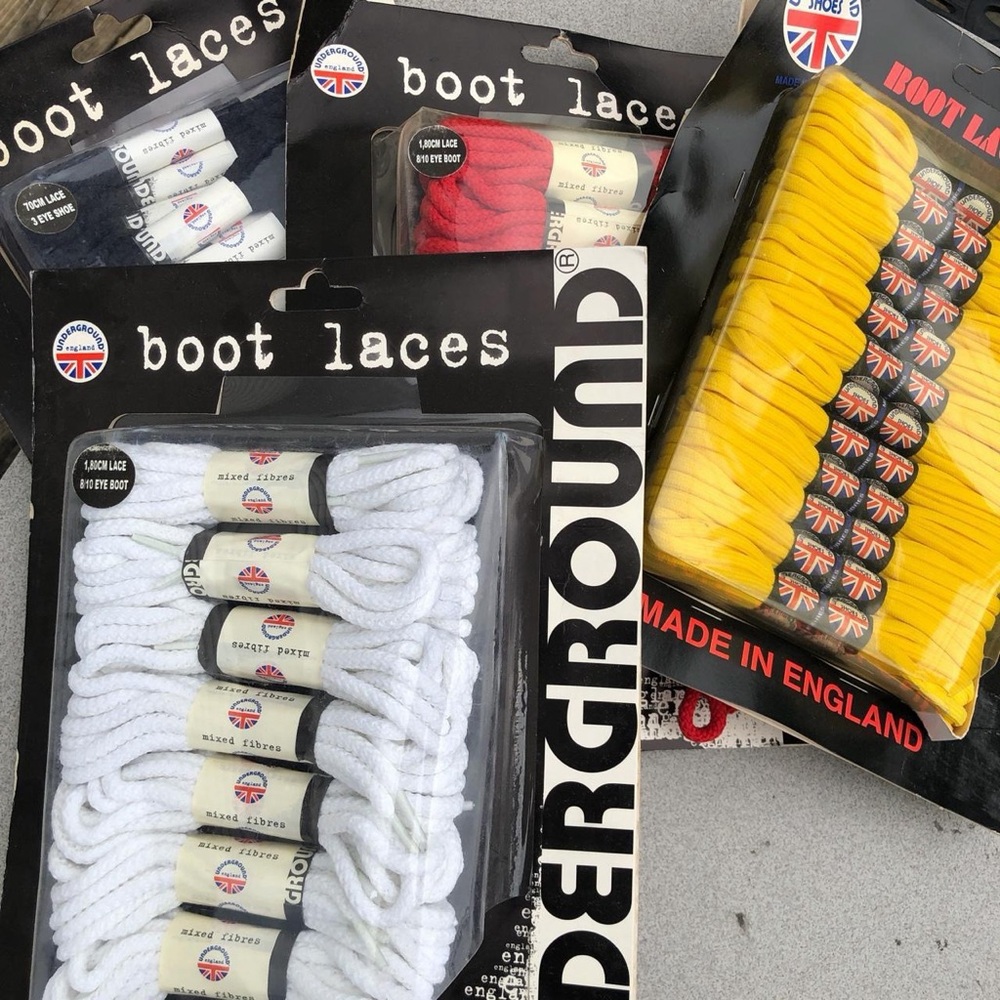 *FREE* Underground Boot Laces in White, Black, Yellow and Red / Various Sizes